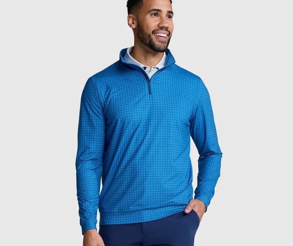 Vivid Golf Performance Quarter Zip Teal Treetops Pullover Men's XL Blue A010961